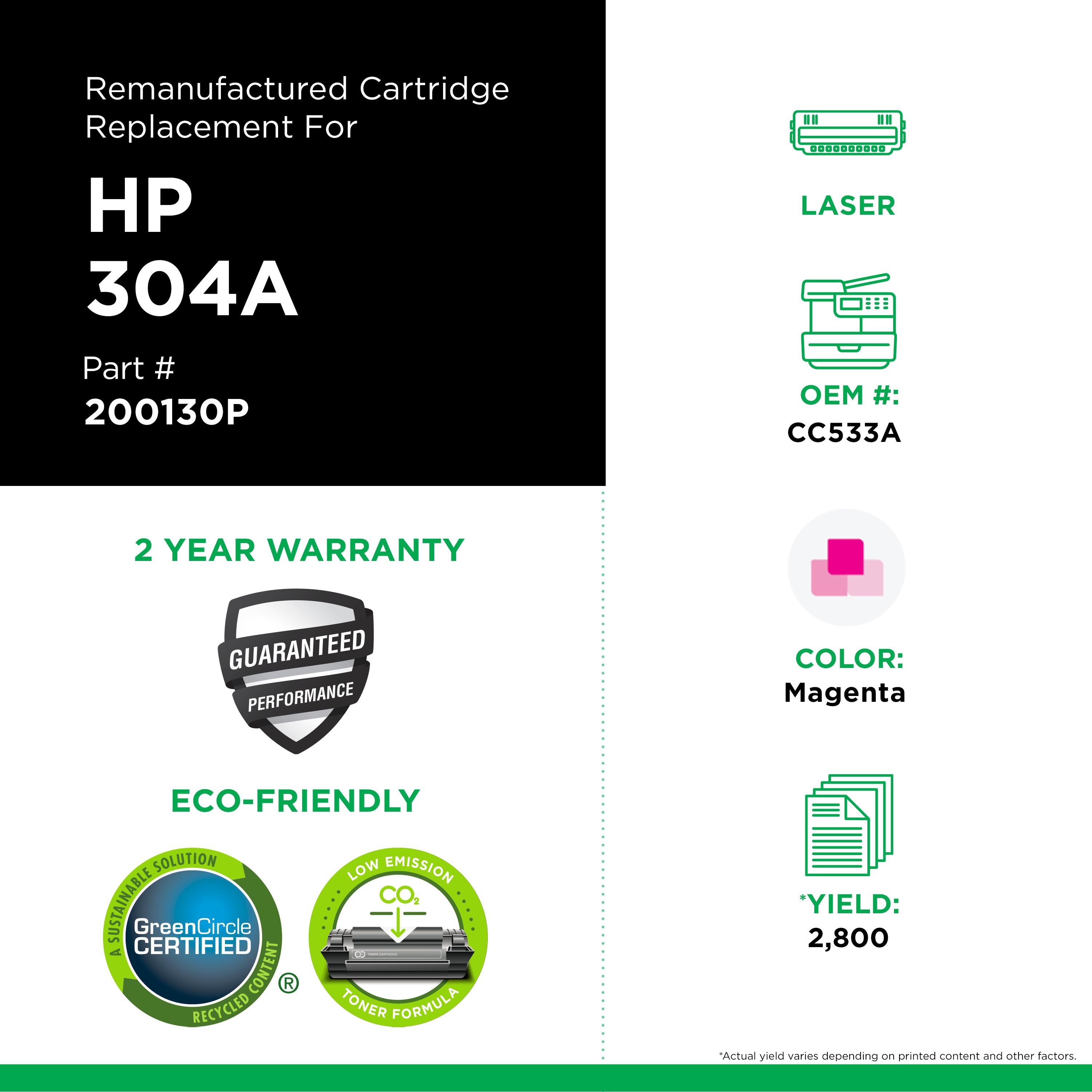 HP 304A (CC531A) Cyan Toner Cartridge Replacement for Canon